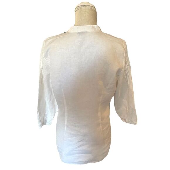 Saint Tropez West  100% Linen Boho Embroidered Top Size Medium - Picture 2 of 9